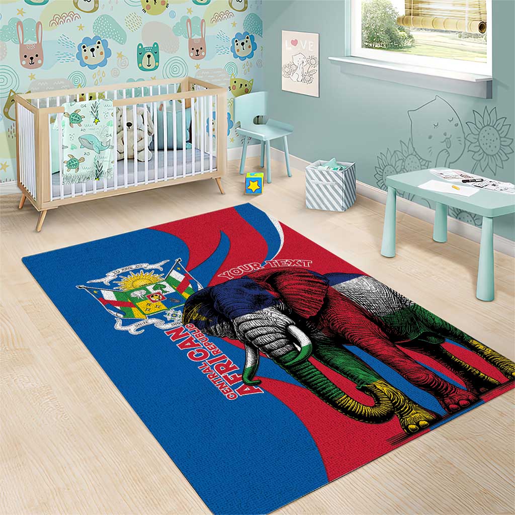 Personalised Central African Republic Elephant Area Rug Coat Of Arms With Map LT15