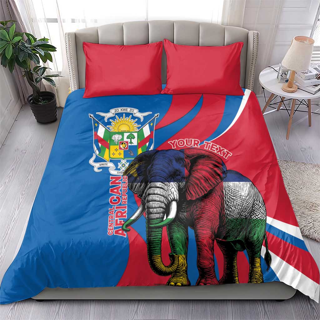 Personalised Central African Republic Elephant Bedding Set Coat Of Arms With Map LT15