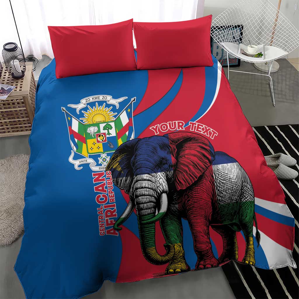 Personalised Central African Republic Elephant Bedding Set Coat Of Arms With Map LT15