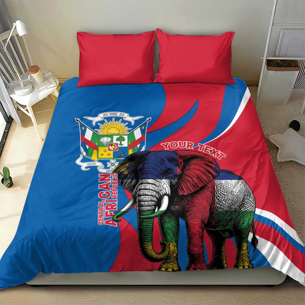 Personalised Central African Republic Elephant Bedding Set Coat Of Arms With Map LT15