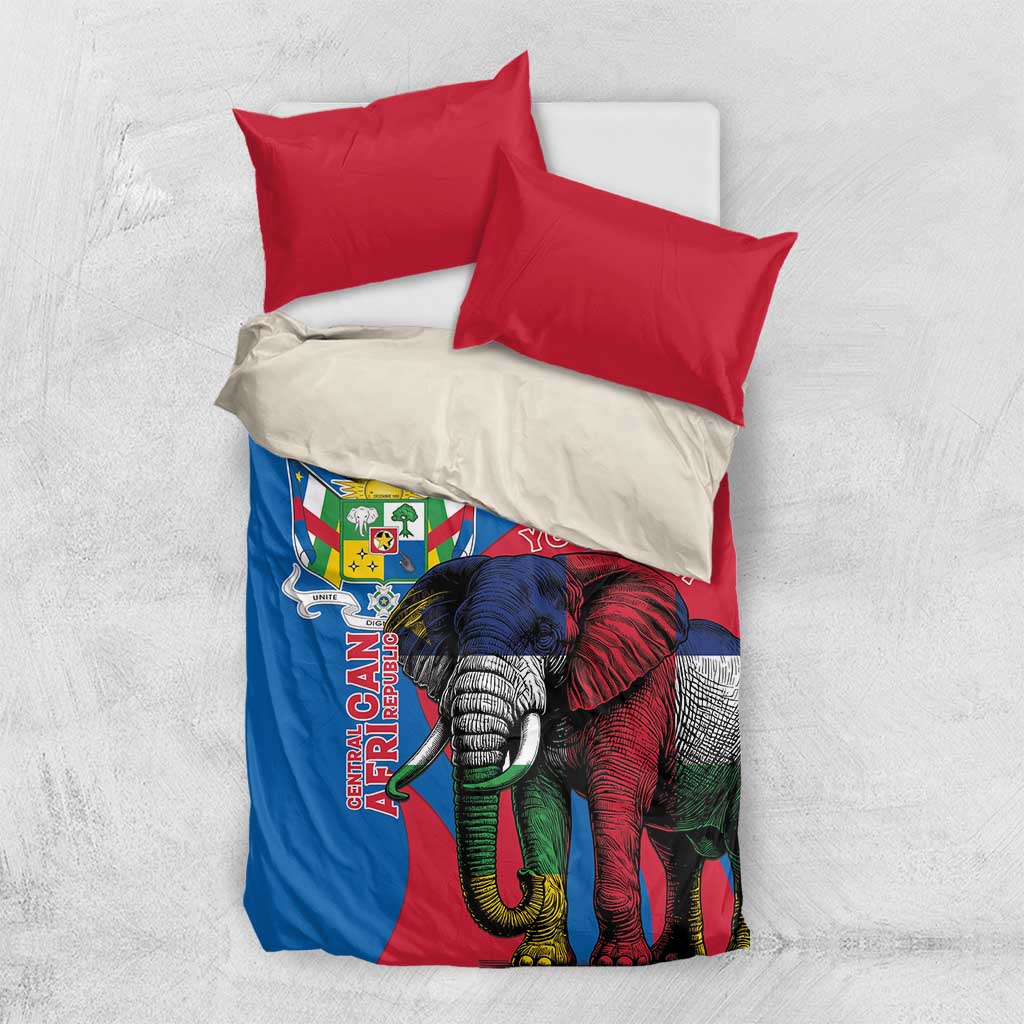 Personalised Central African Republic Elephant Bedding Set Coat Of Arms With Map LT15