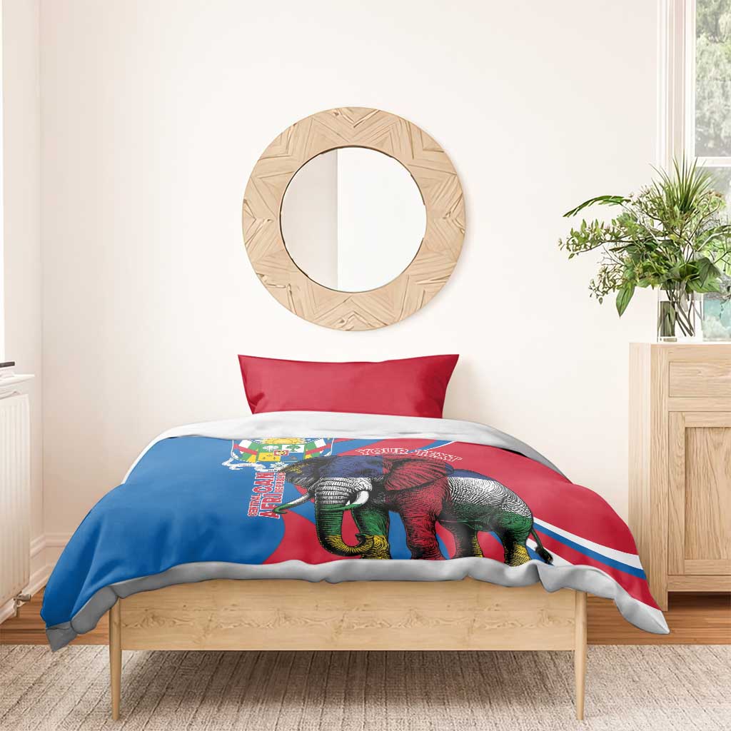 Personalised Central African Republic Elephant Bedding Set Coat Of Arms With Map LT15
