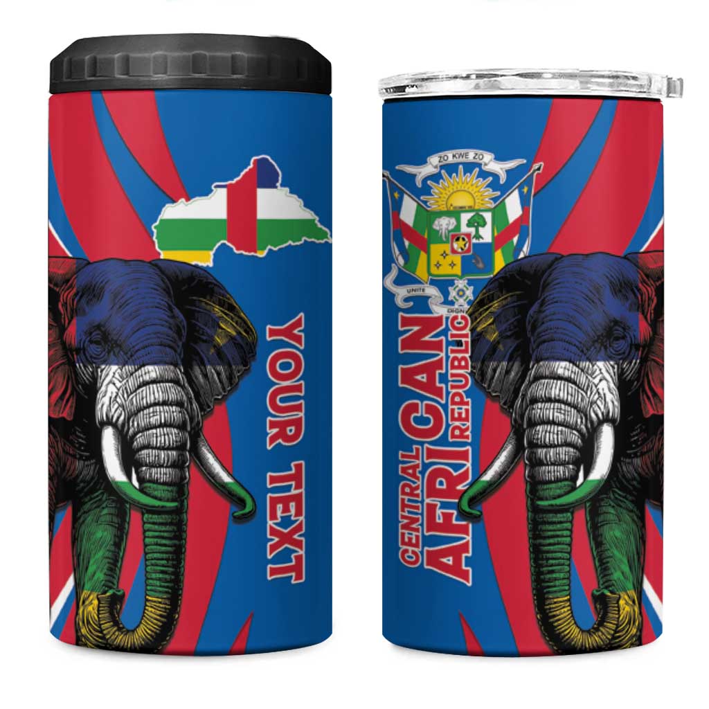 Personalised Central African Republic Elephant 4 in 1 Can Cooler Tumbler Coat Of Arms With Map LT15