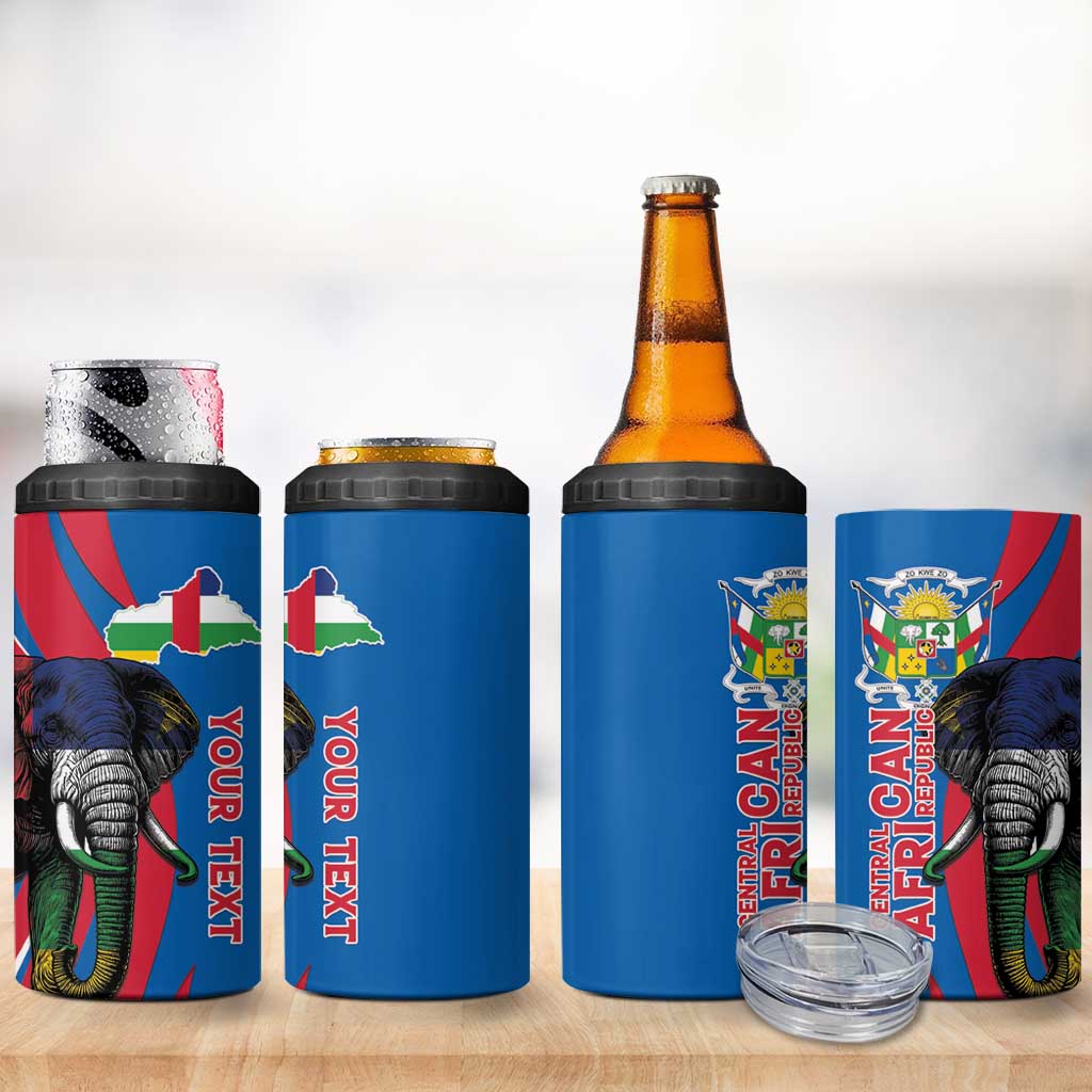 Personalised Central African Republic Elephant 4 in 1 Can Cooler Tumbler Coat Of Arms With Map LT15