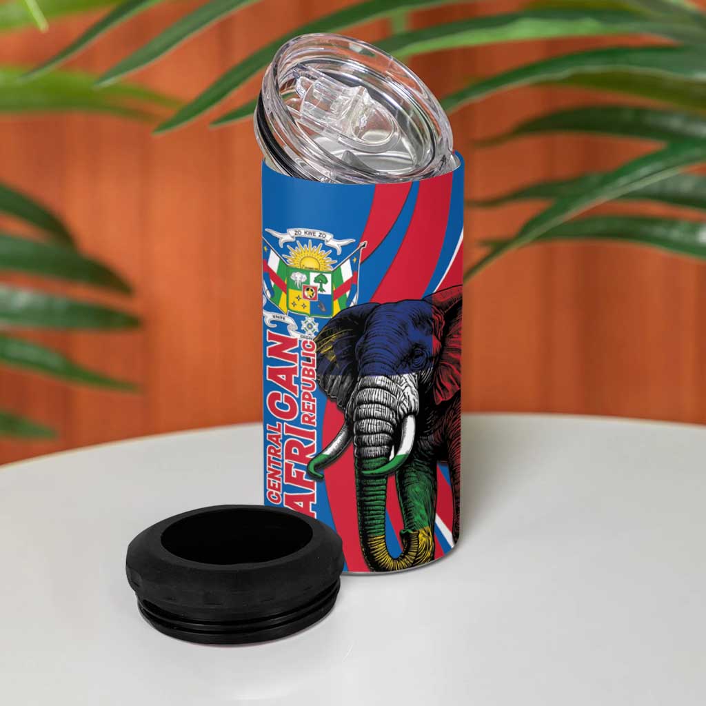 Personalised Central African Republic Elephant 4 in 1 Can Cooler Tumbler Coat Of Arms With Map LT15