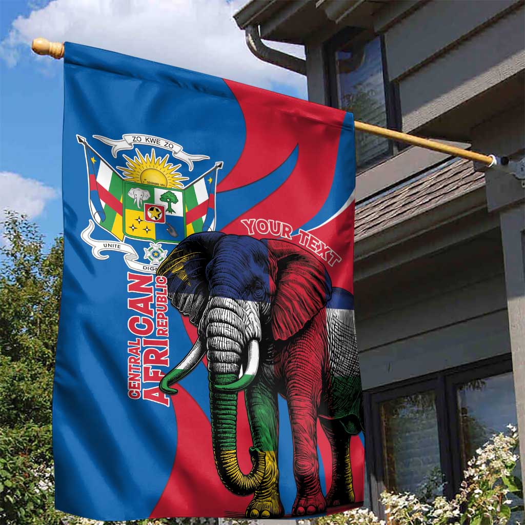Personalised Central African Republic Elephant Garden Flag Coat Of Arms With Map LT15