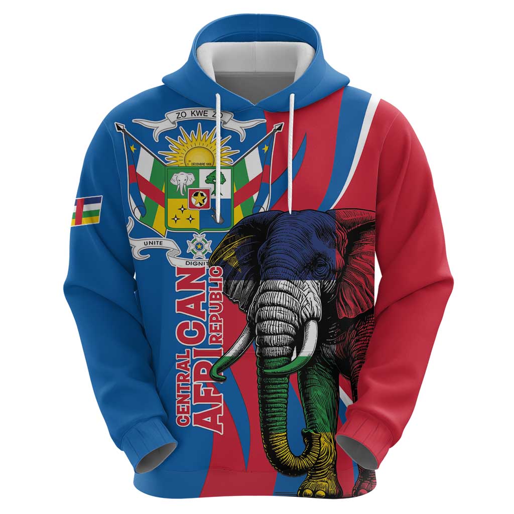 Personalised Central African Republic Hoodie Elephant Coat Of Arms LT15