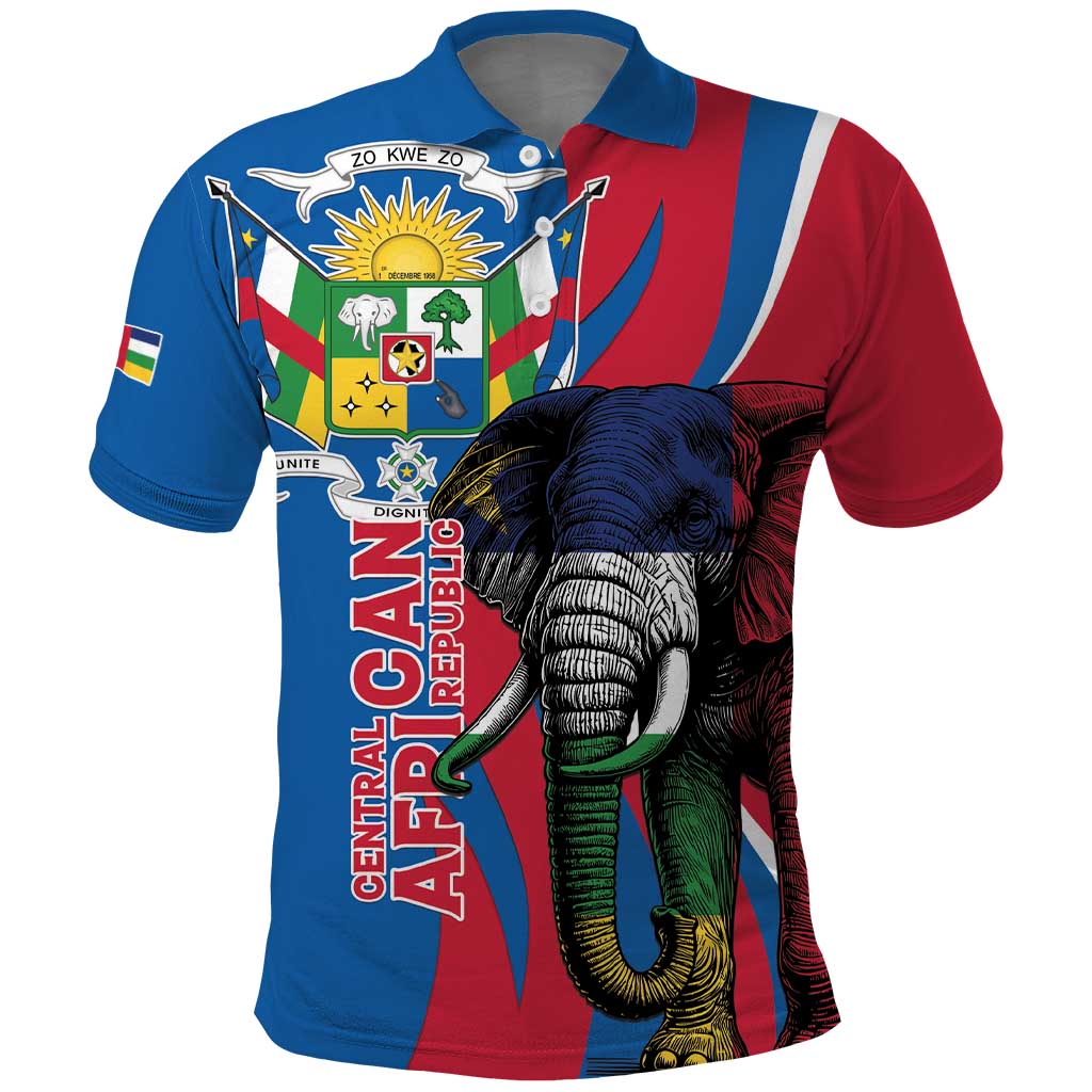 Personalised Central African Republic Polo Shirt Elephant Coat Of Arms LT15