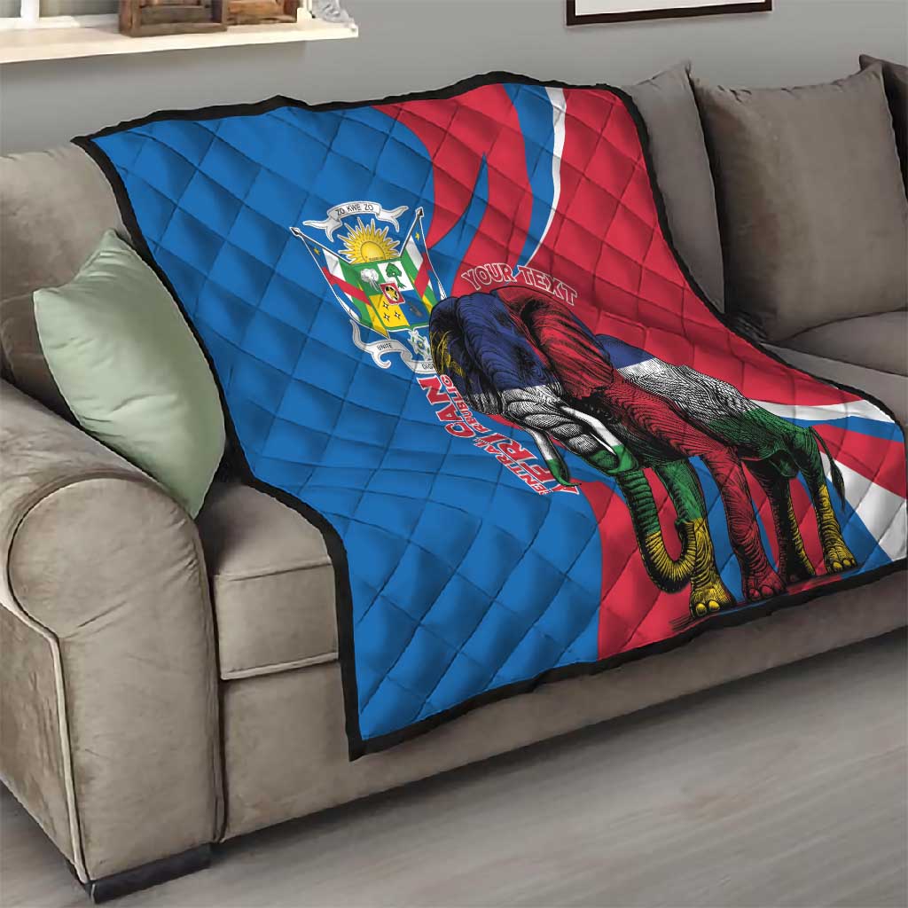 Personalised Central African Republic Elephant Quilt Coat Of Arms With Map LT15