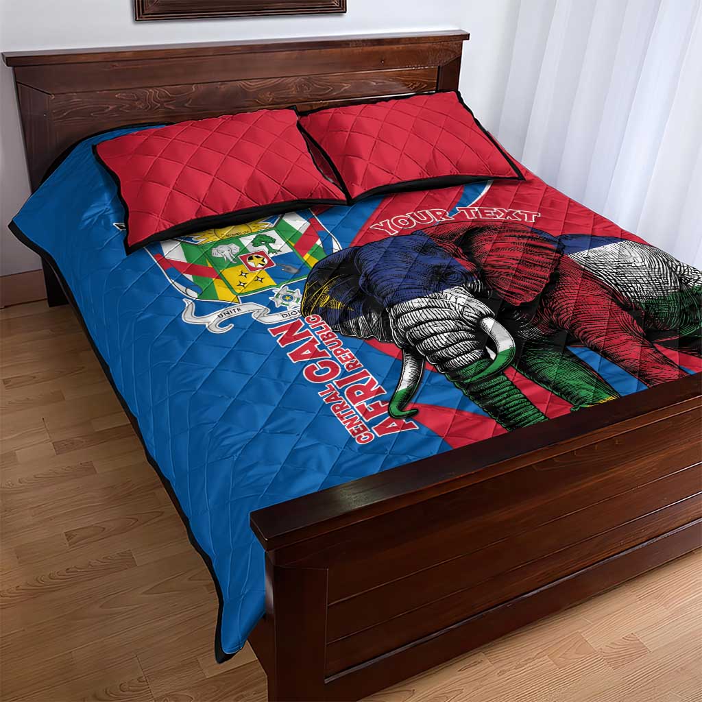 Personalised Central African Republic Elephant Quilt Bed Set Coat Of Arms With Map LT15