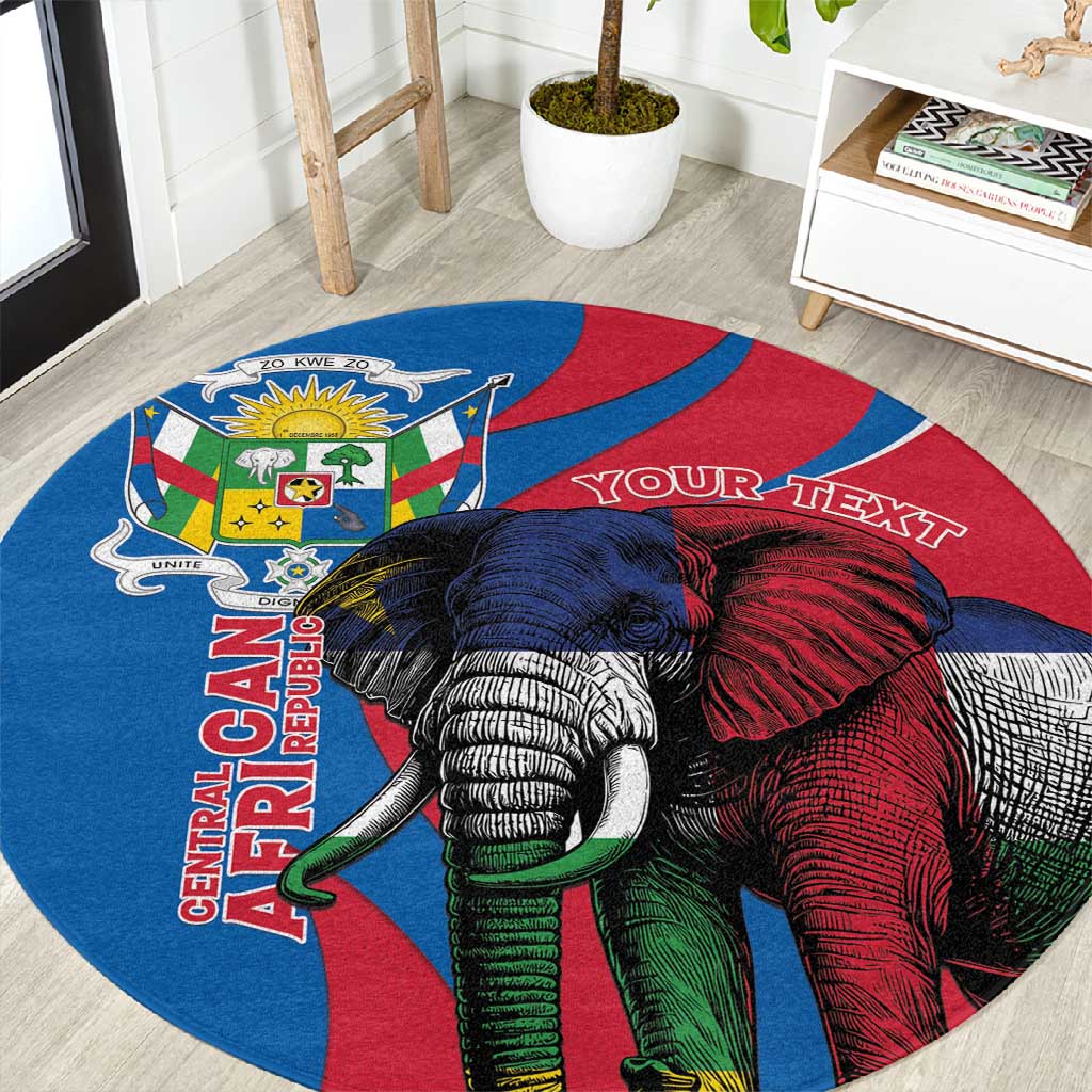 Personalised Central African Republic Elephant Round Carpet Coat Of Arms With Map LT15