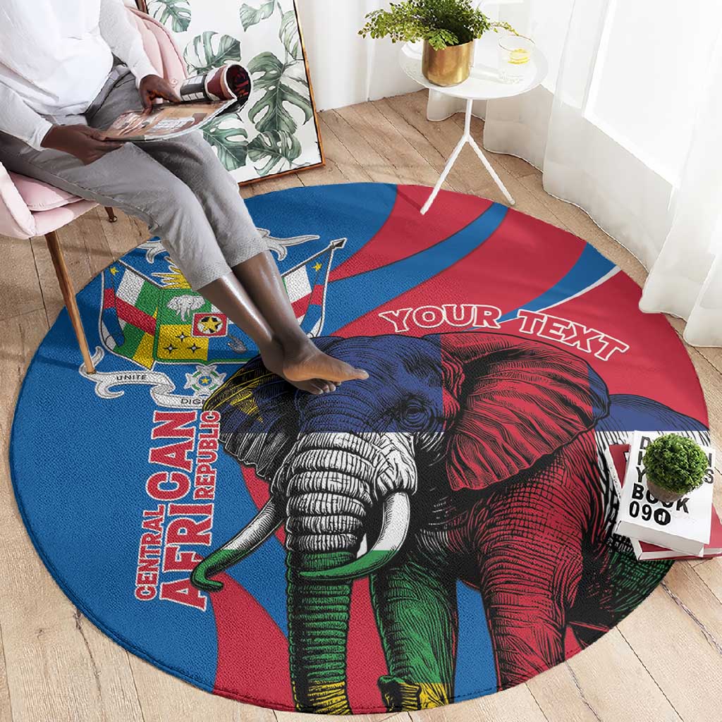 Personalised Central African Republic Elephant Round Carpet Coat Of Arms With Map LT15