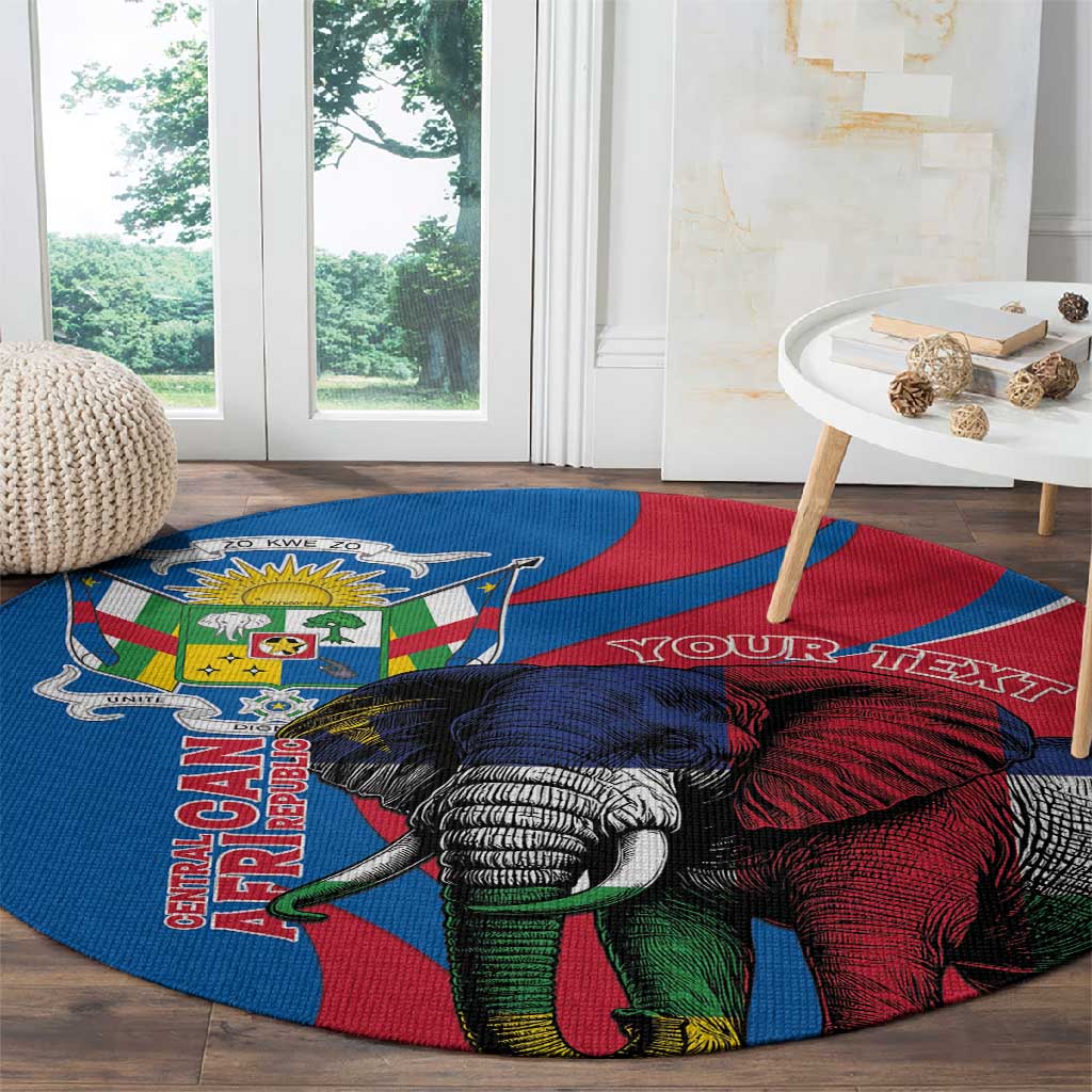 Personalised Central African Republic Elephant Round Carpet Coat Of Arms With Map LT15