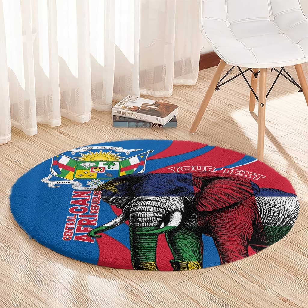 Personalised Central African Republic Elephant Round Carpet Coat Of Arms With Map LT15