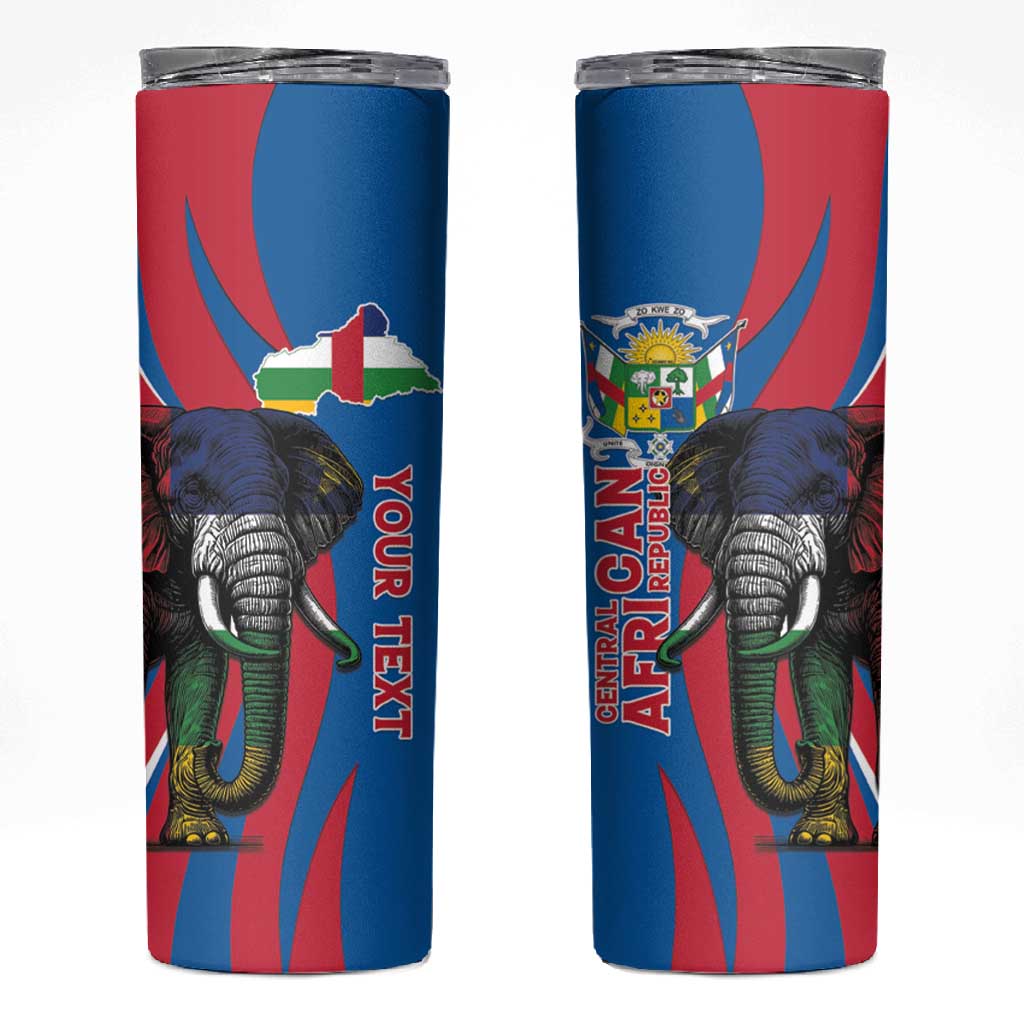 Personalised Central African Republic Elephant Skinny Tumbler Coat Of Arms With Map LT15