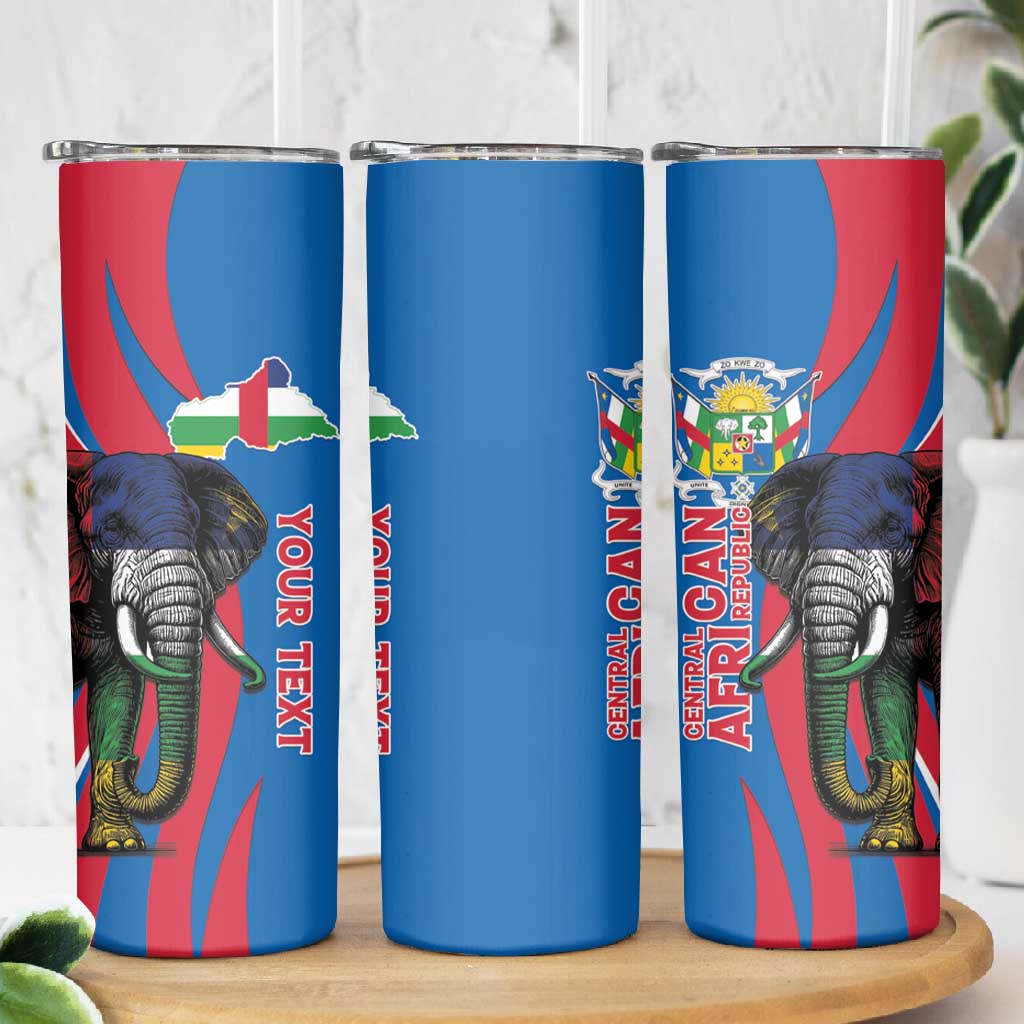 Personalised Central African Republic Elephant Skinny Tumbler Coat Of Arms With Map LT15