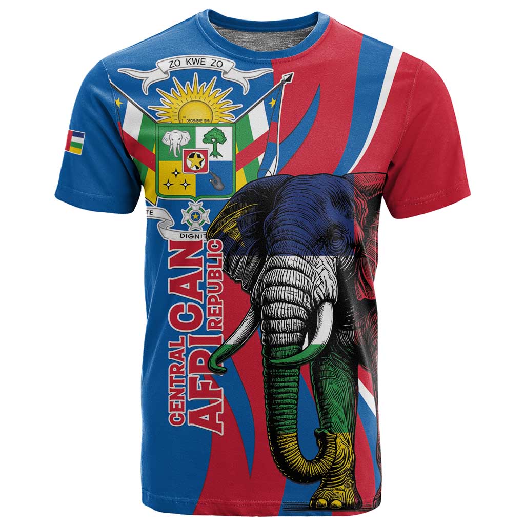 Personalised Central African Republic Elephant T shirt Coat Of Arms With Map LT15