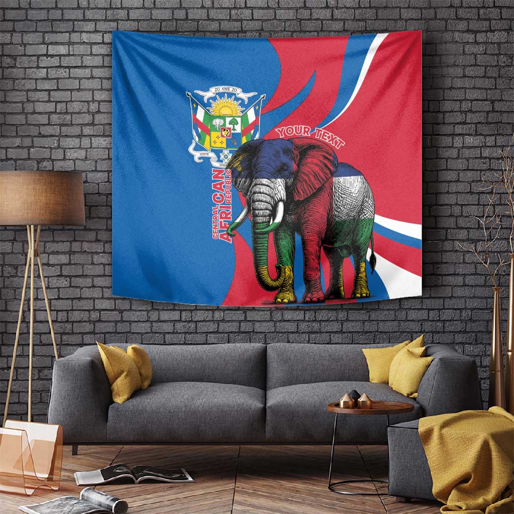 Personalised Central African Republic Elephant Tapestry Coat Of Arms With Map LT15