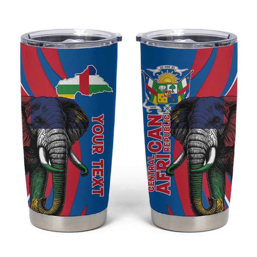 Personalised Central African Republic Elephant Tumbler Cup Coat Of Arms With Map LT15