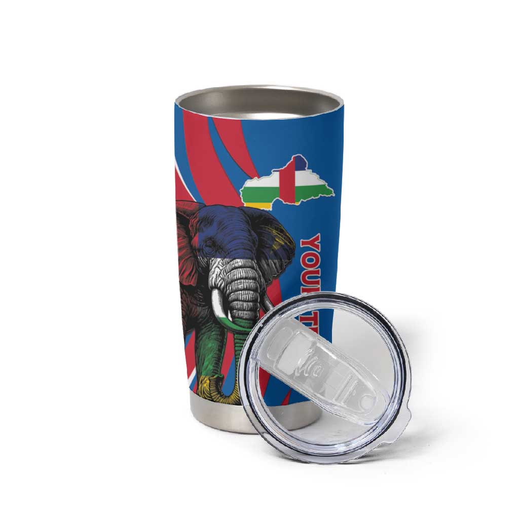 Personalised Central African Republic Elephant Tumbler Cup Coat Of Arms With Map LT15