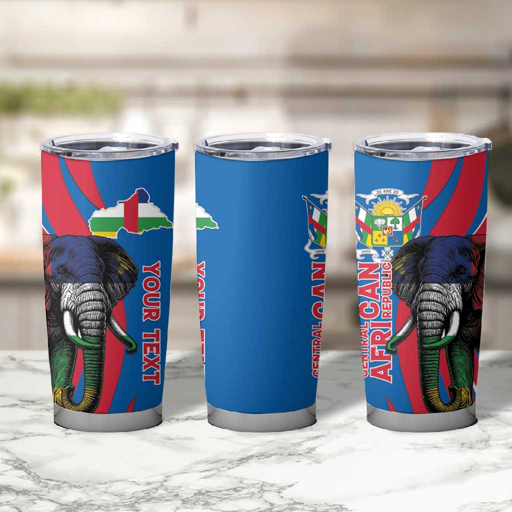 Personalised Central African Republic Elephant Tumbler Cup Coat Of Arms With Map LT15