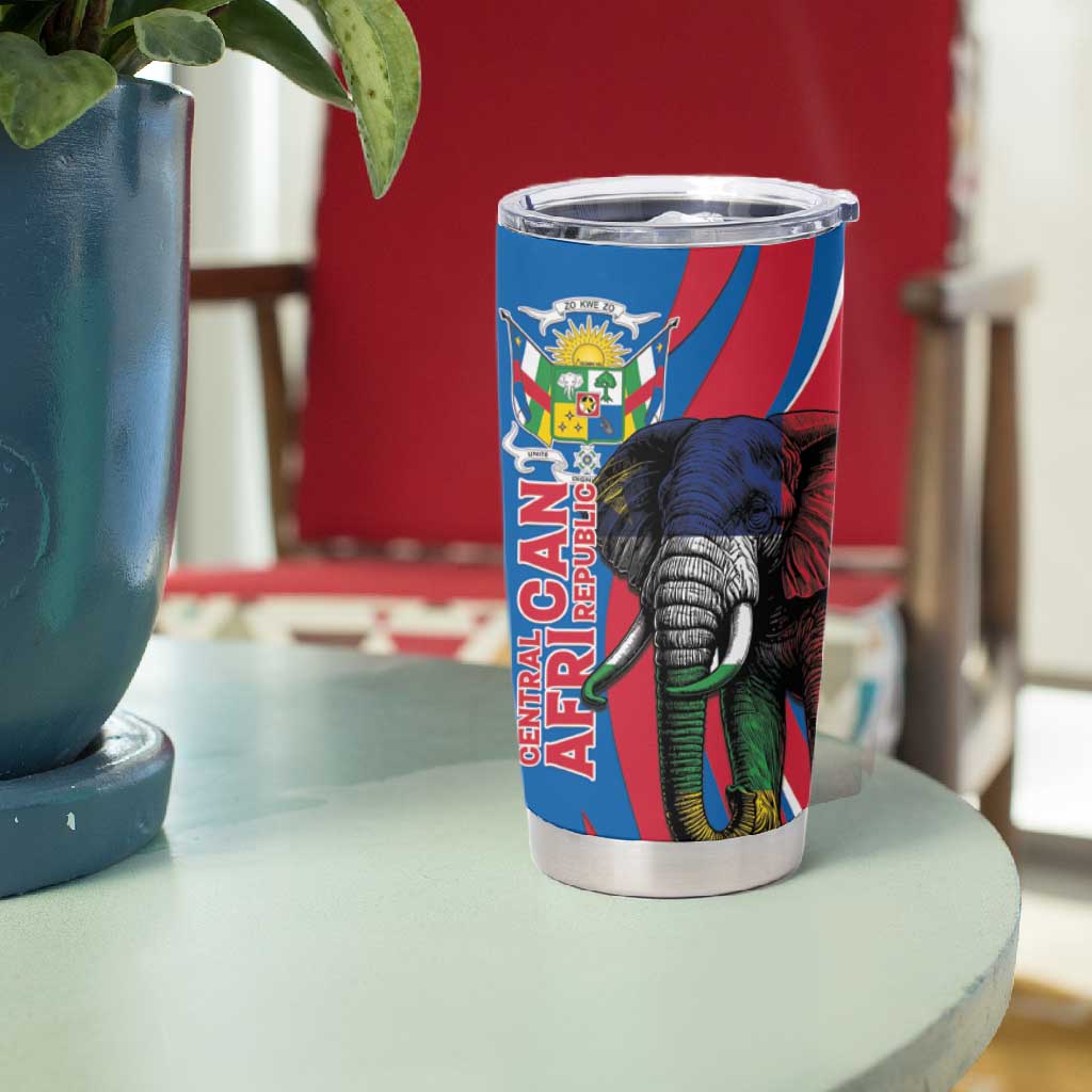 Personalised Central African Republic Elephant Tumbler Cup Coat Of Arms With Map LT15