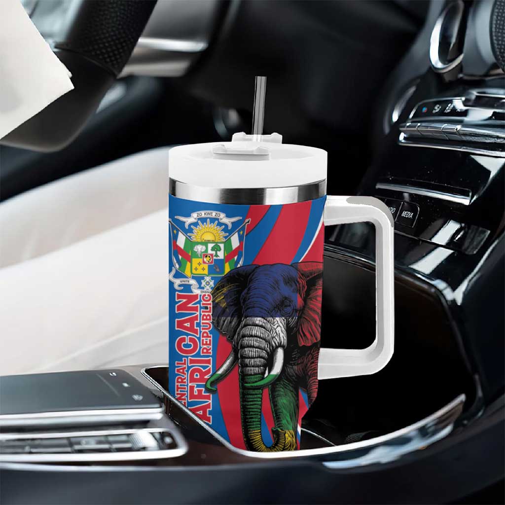Personalised Central African Republic Elephant Tumbler With Handle Coat Of Arms With Map LT15