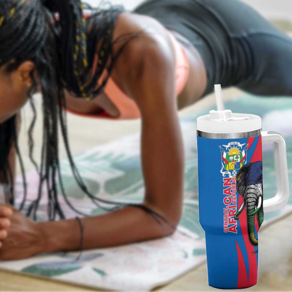 Personalised Central African Republic Elephant Tumbler With Handle Coat Of Arms With Map LT15