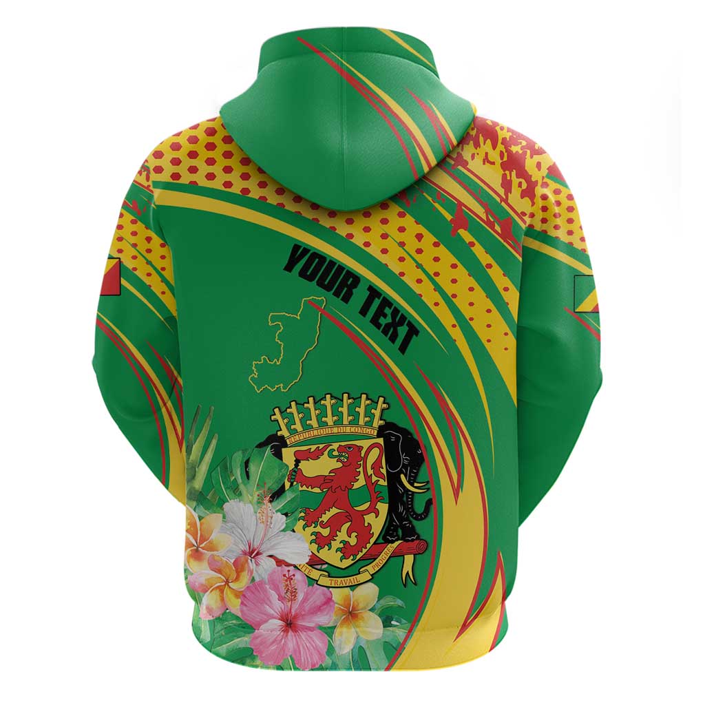 Personalized Congo Republic Day Hoodie Coat Of Arms With Tropical Flower LT15