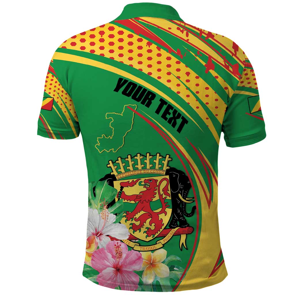 Personalized Congo Republic Day Polo Shirt Coat Of Arms With Tropical Flower LT15