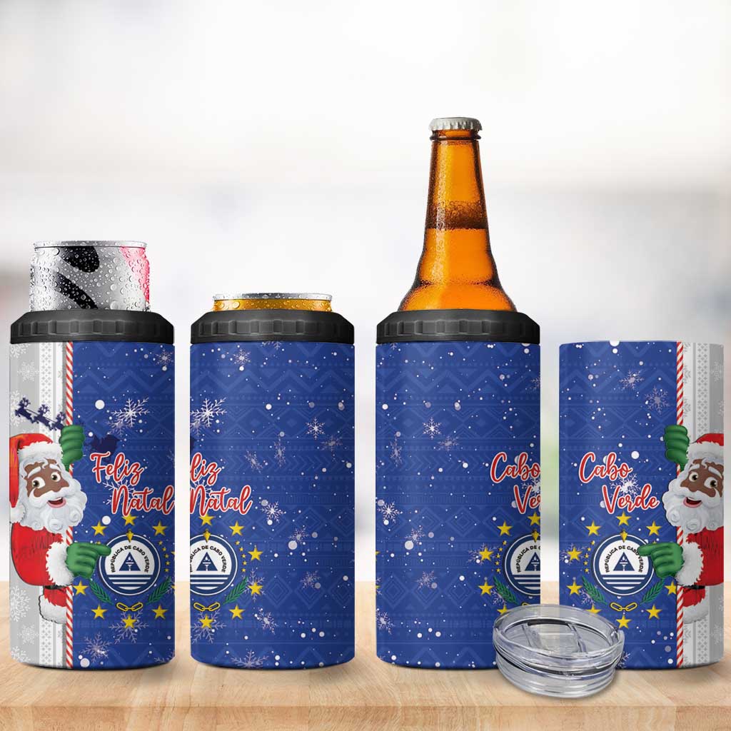 Afro Christmas in Cape Verde 4 in 1 Can Cooler Tumbler Black Santa Felix Natal LT15