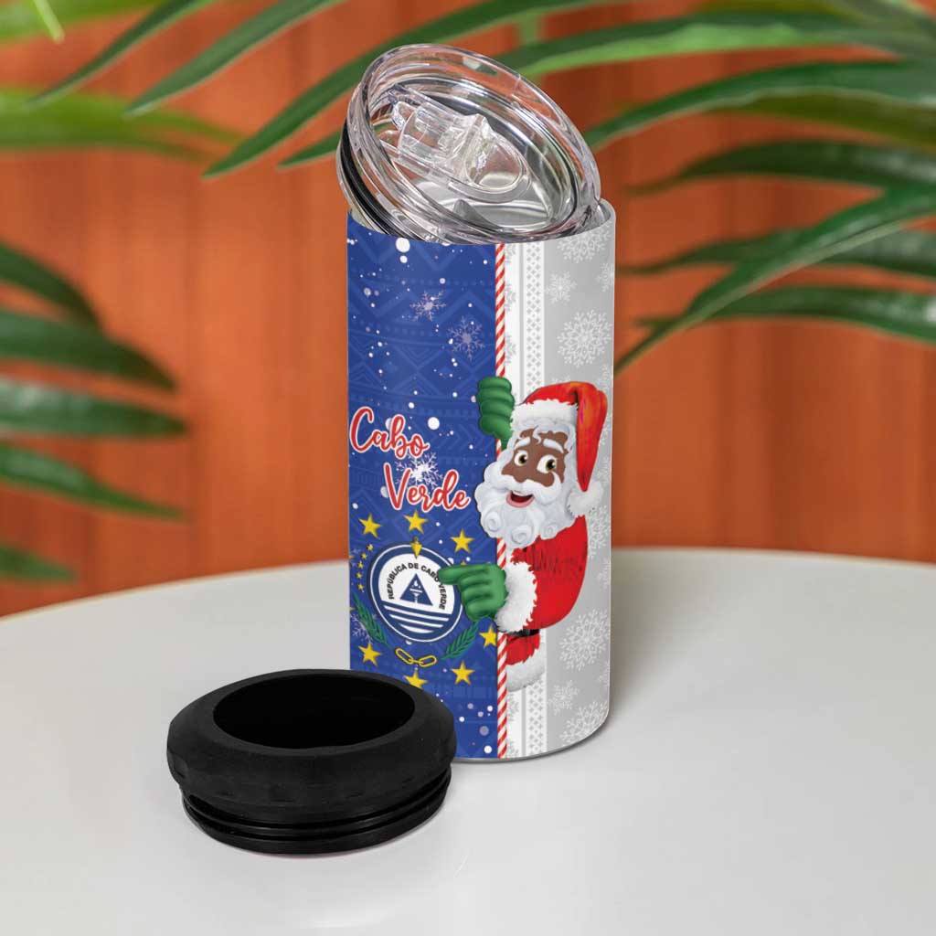 Afro Christmas in Cape Verde 4 in 1 Can Cooler Tumbler Black Santa Felix Natal LT15