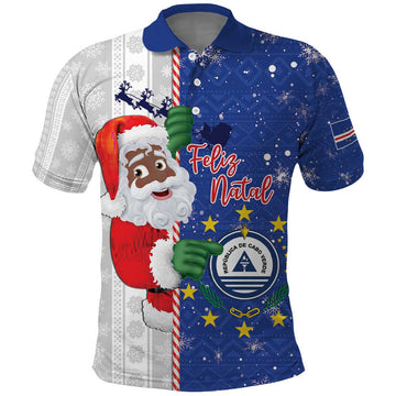Cape Verde Christmas Polo Shirt Black Santa Felix Natal LT15
