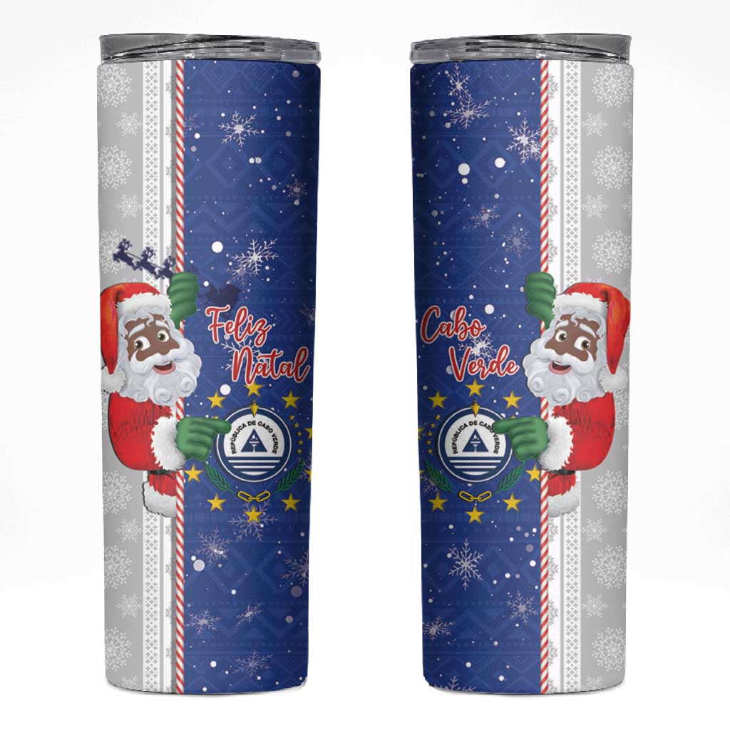 Afro Christmas in Cape Verde Skinny Tumbler Black Santa Felix Natal LT15
