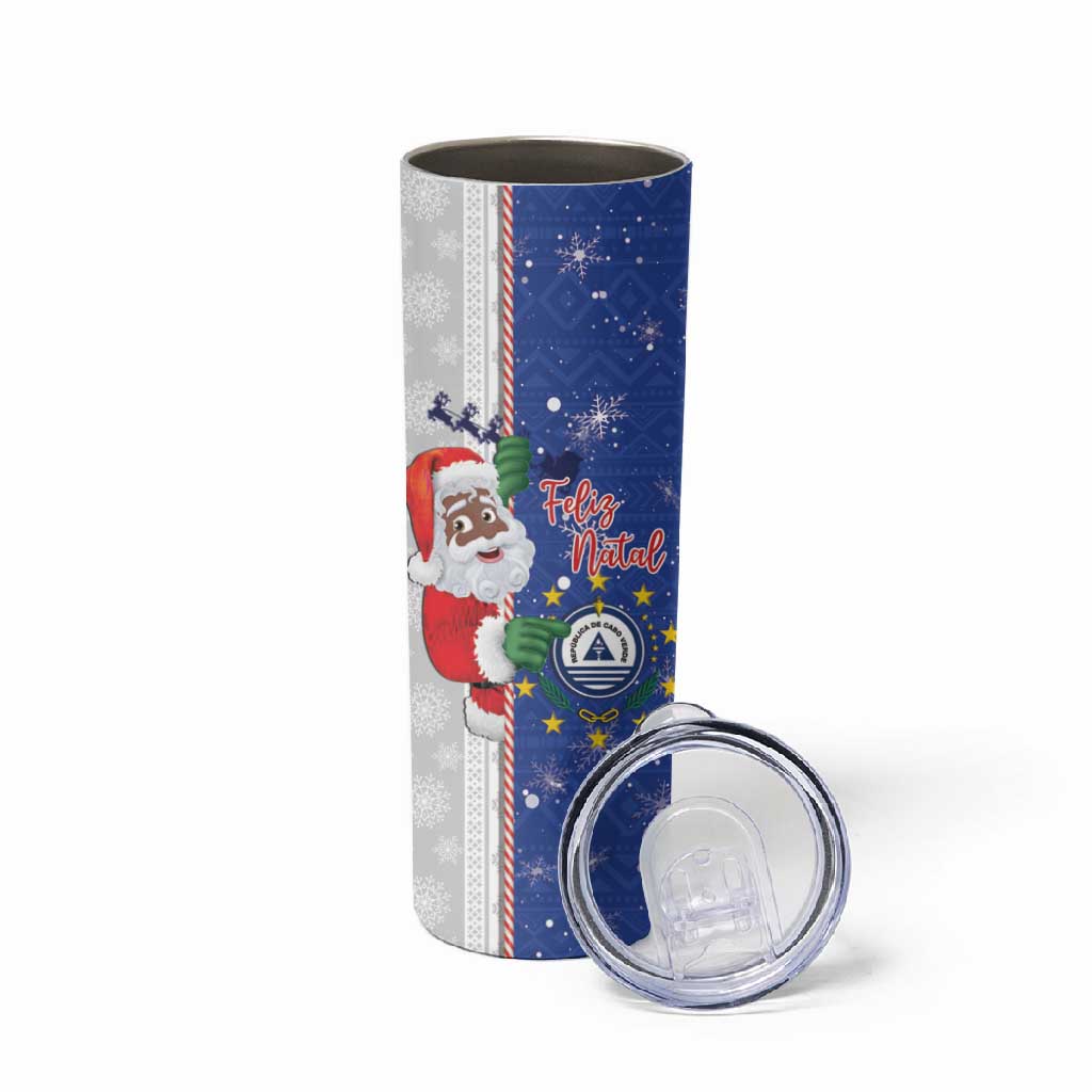 Afro Christmas in Cape Verde Skinny Tumbler Black Santa Felix Natal LT15