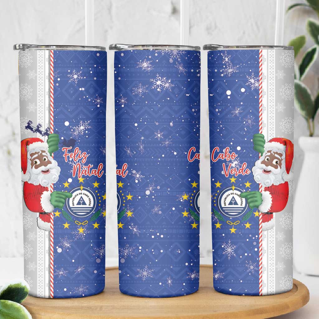 Afro Christmas in Cape Verde Skinny Tumbler Black Santa Felix Natal LT15