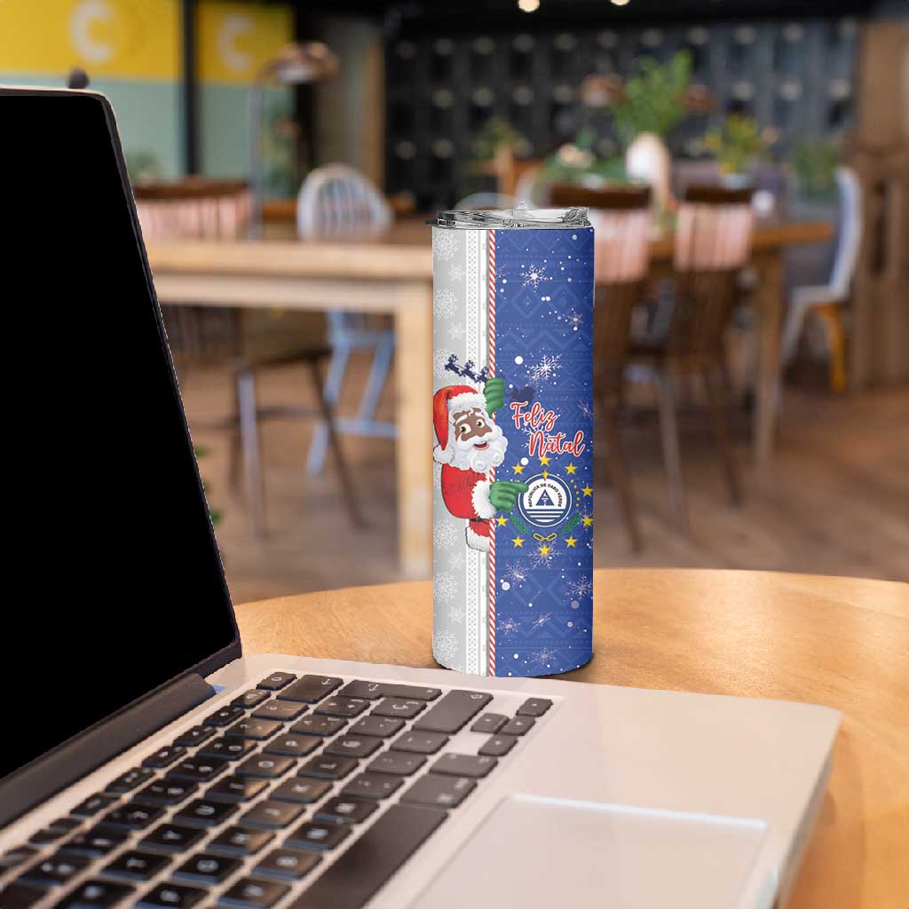 Afro Christmas in Cape Verde Skinny Tumbler Black Santa Felix Natal LT15