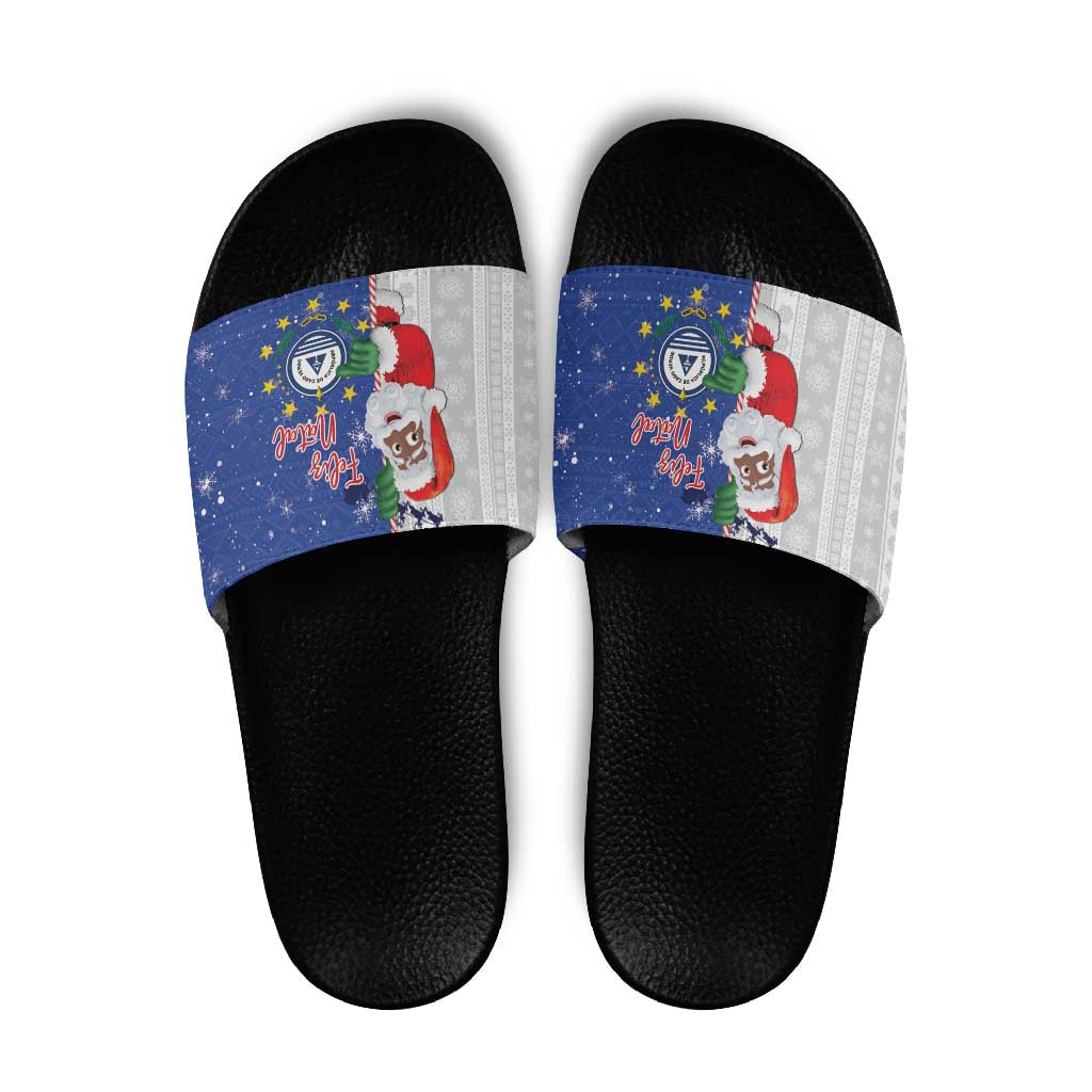 Cape Verde Christmas Slide Sandals Black Santa Felix Natal LT15