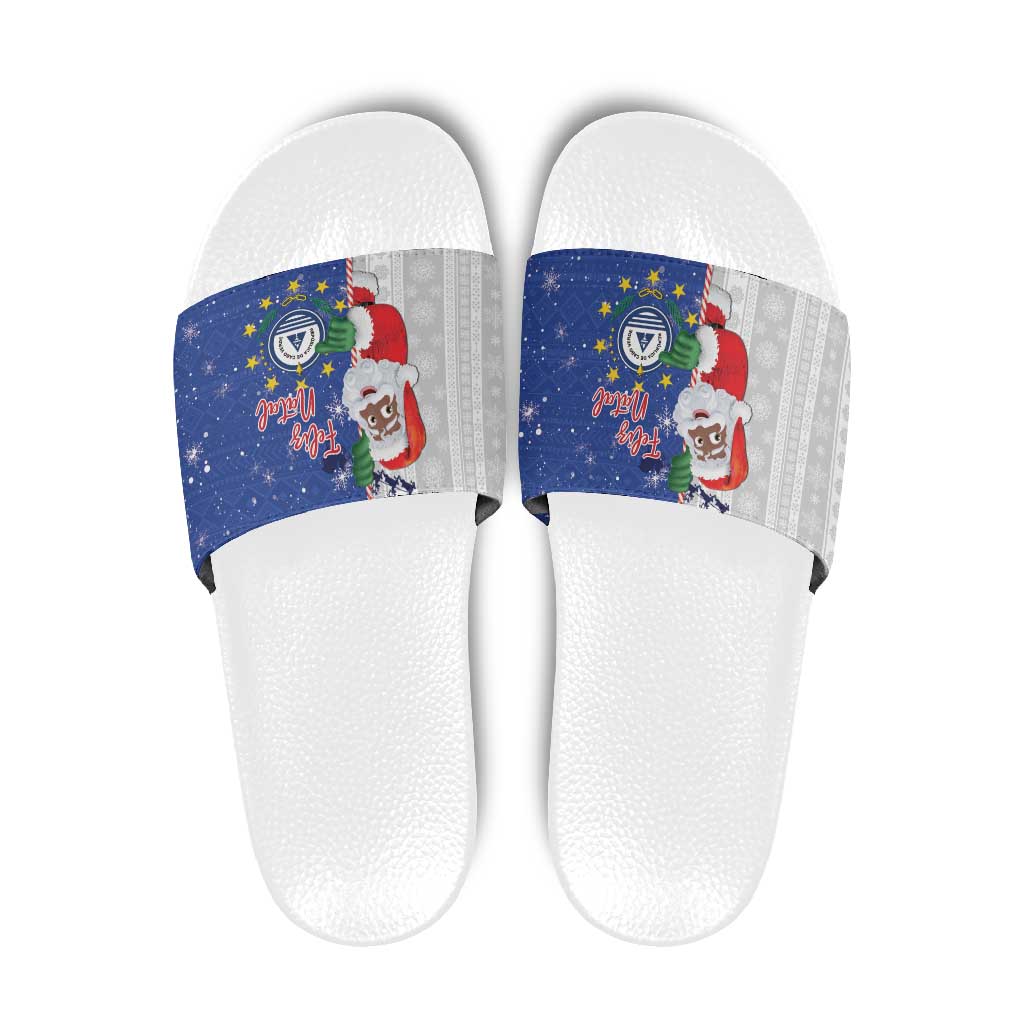 Cape Verde Christmas Slide Sandals Black Santa Felix Natal LT15