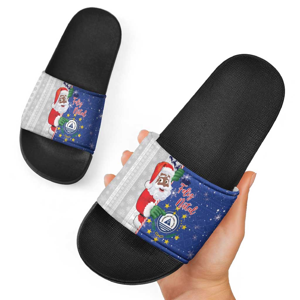 Cape Verde Christmas Slide Sandals Black Santa Felix Natal LT15