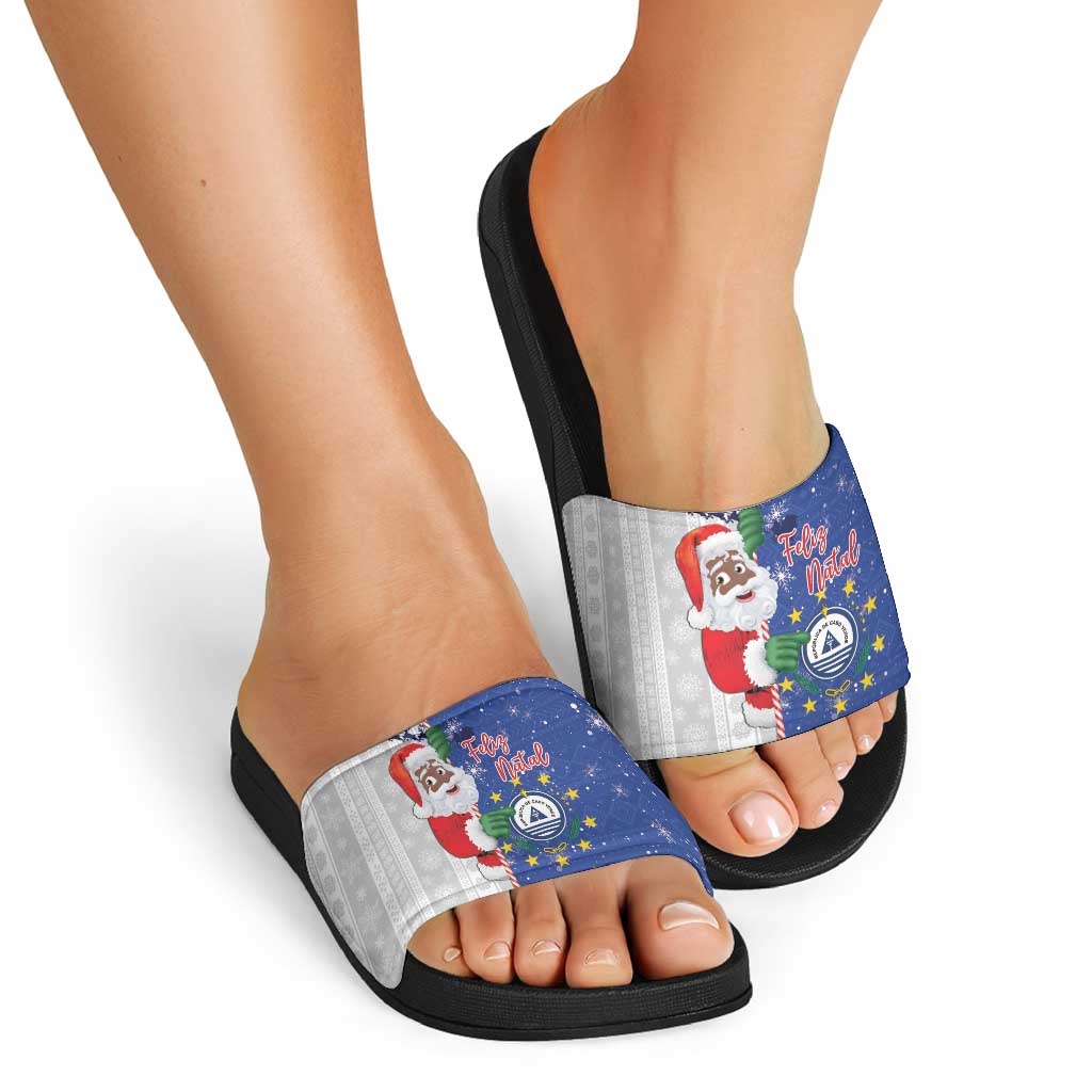 Cape Verde Christmas Slide Sandals Black Santa Felix Natal LT15