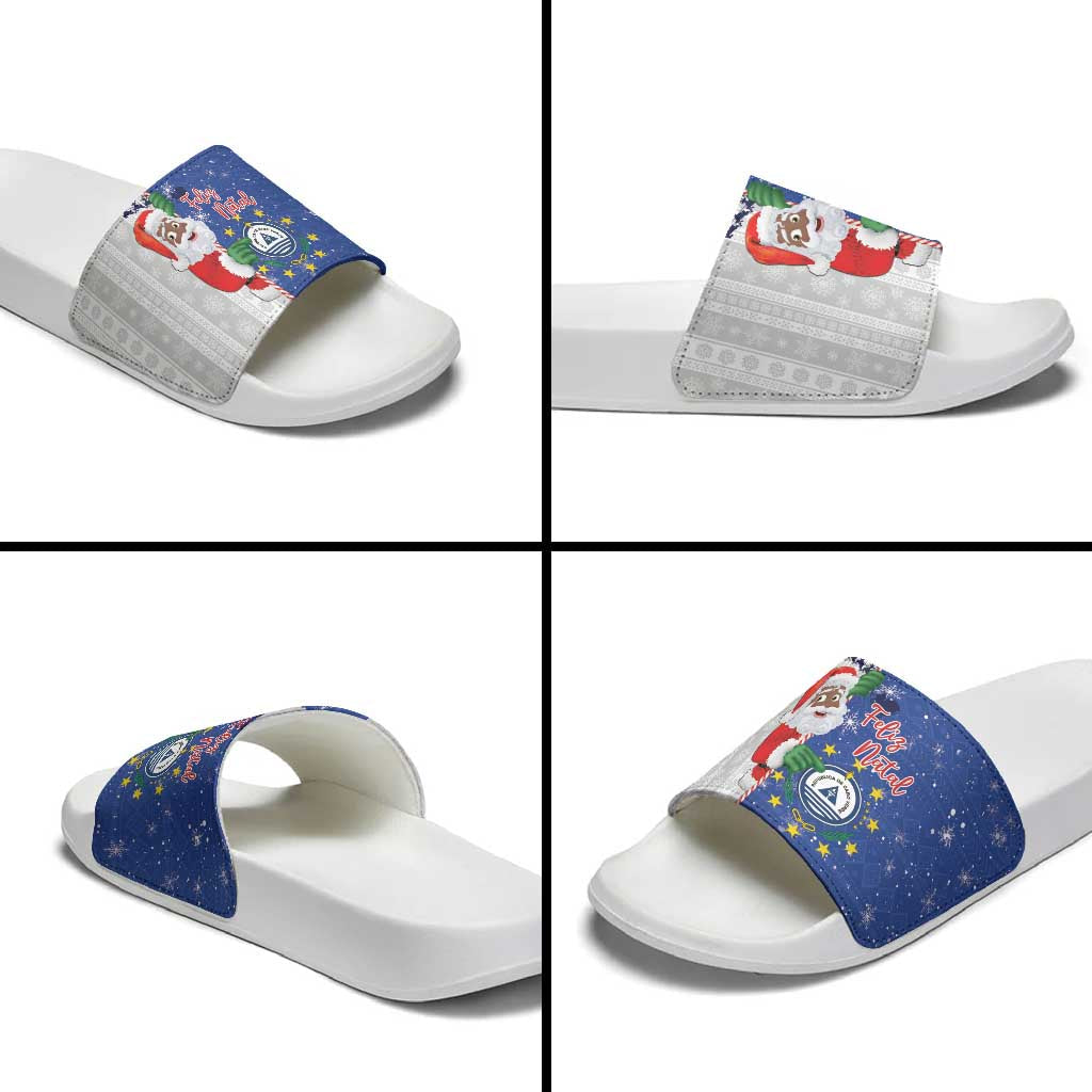 Cape Verde Christmas Slide Sandals Black Santa Felix Natal LT15