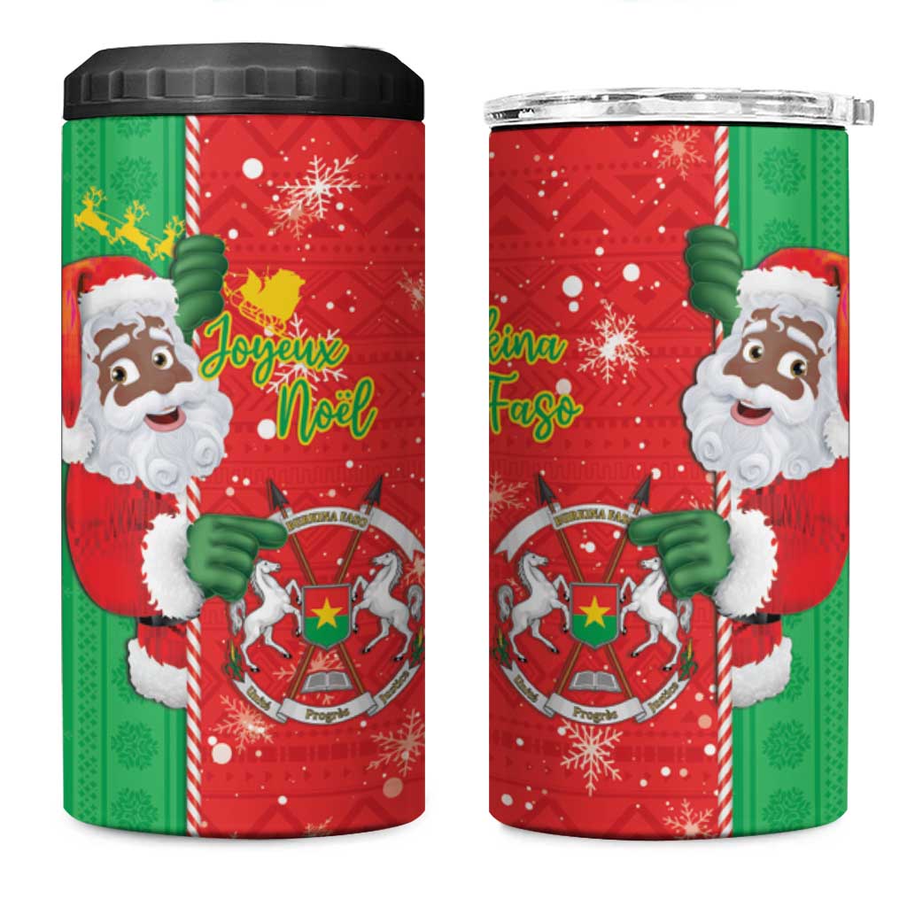 Afro Christmas in Burkina Faso 4 in 1 Can Cooler Tumbler Black Santa Joyeux Noel LT15