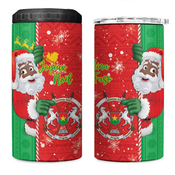 Afro Christmas in Burkina Faso 4 in 1 Can Cooler Tumbler Black Santa Joyeux Noel LT15