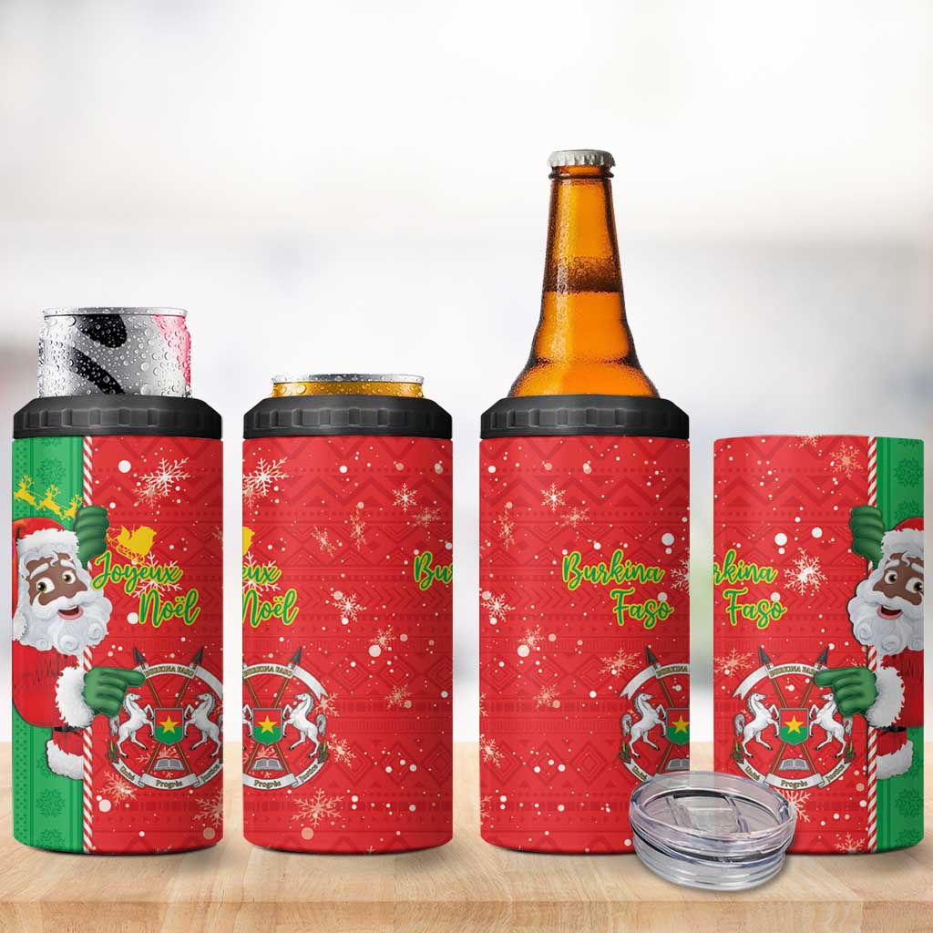 Afro Christmas in Burkina Faso 4 in 1 Can Cooler Tumbler Black Santa Joyeux Noel LT15