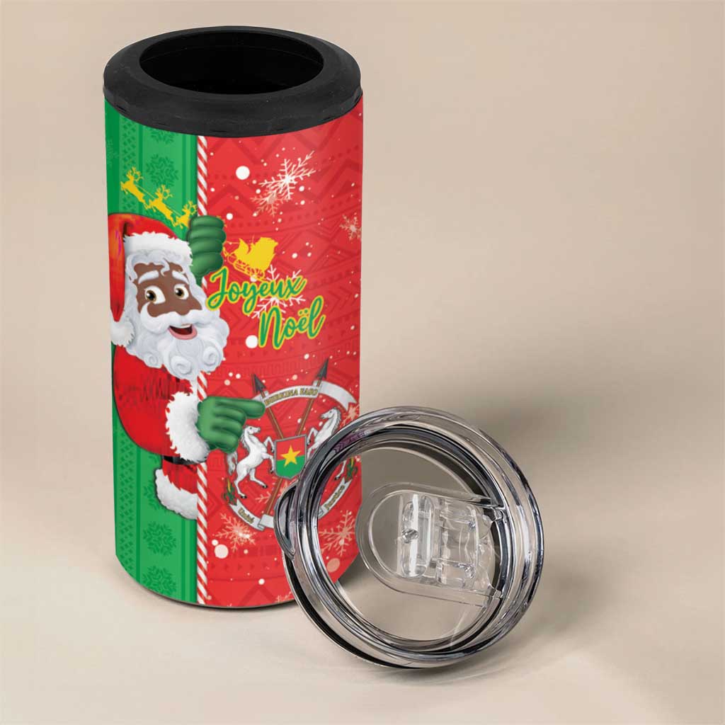 Afro Christmas in Burkina Faso 4 in 1 Can Cooler Tumbler Black Santa Joyeux Noel LT15