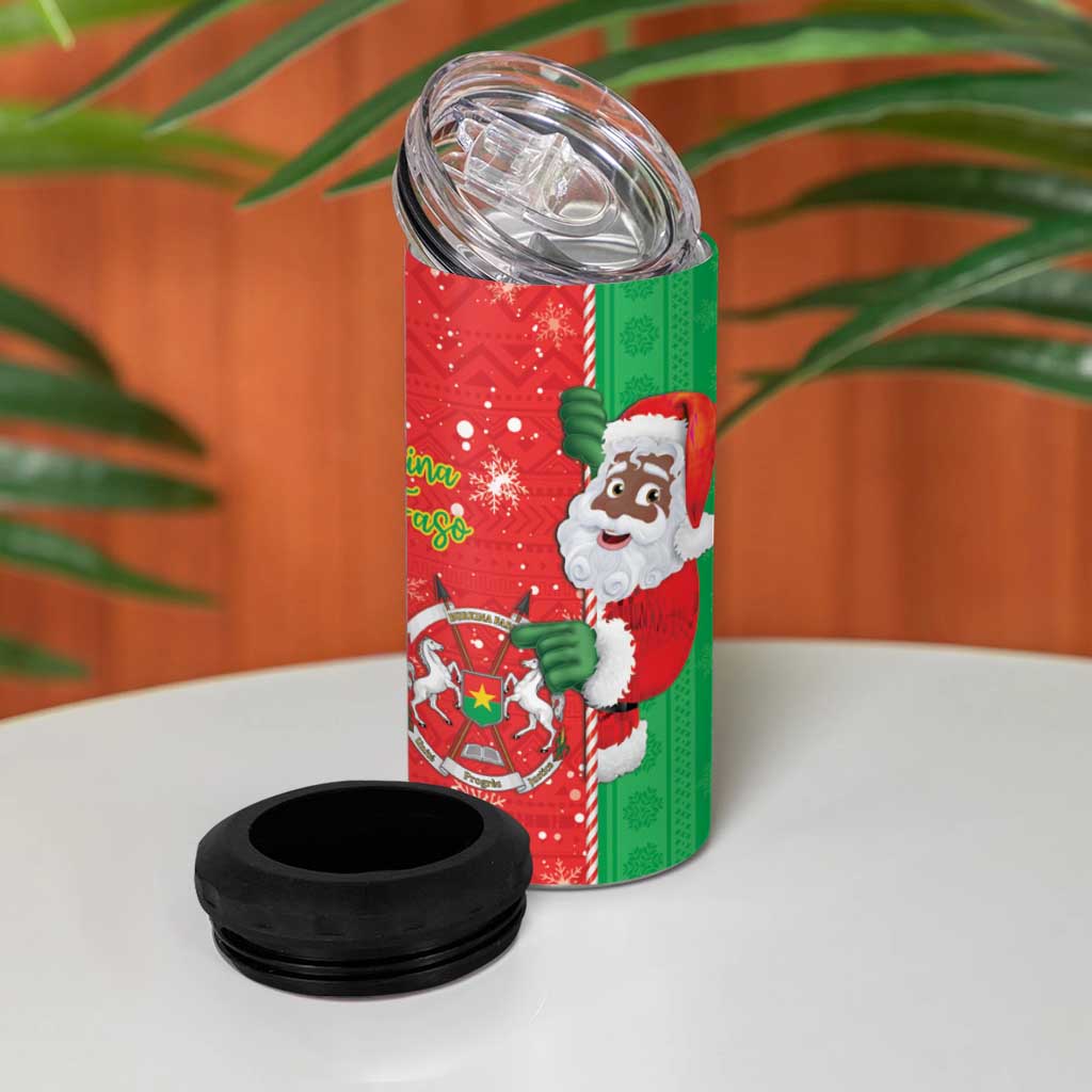 Afro Christmas in Burkina Faso 4 in 1 Can Cooler Tumbler Black Santa Joyeux Noel LT15
