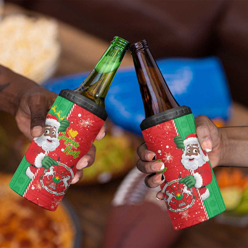 Afro Christmas in Burkina Faso 4 in 1 Can Cooler Tumbler Black Santa Joyeux Noel LT15