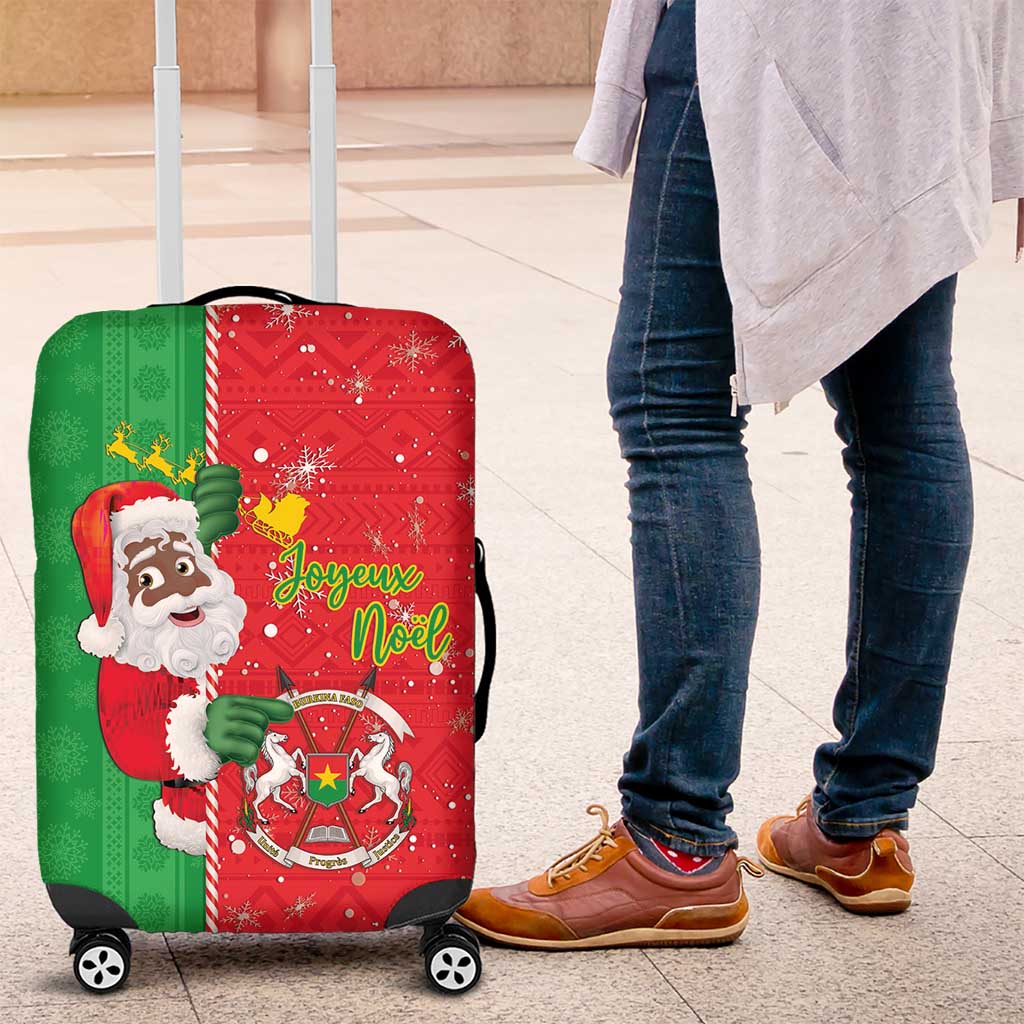 Burkina Faso Christmas Luggage Cover Black Santa Joyeux Noel LT15