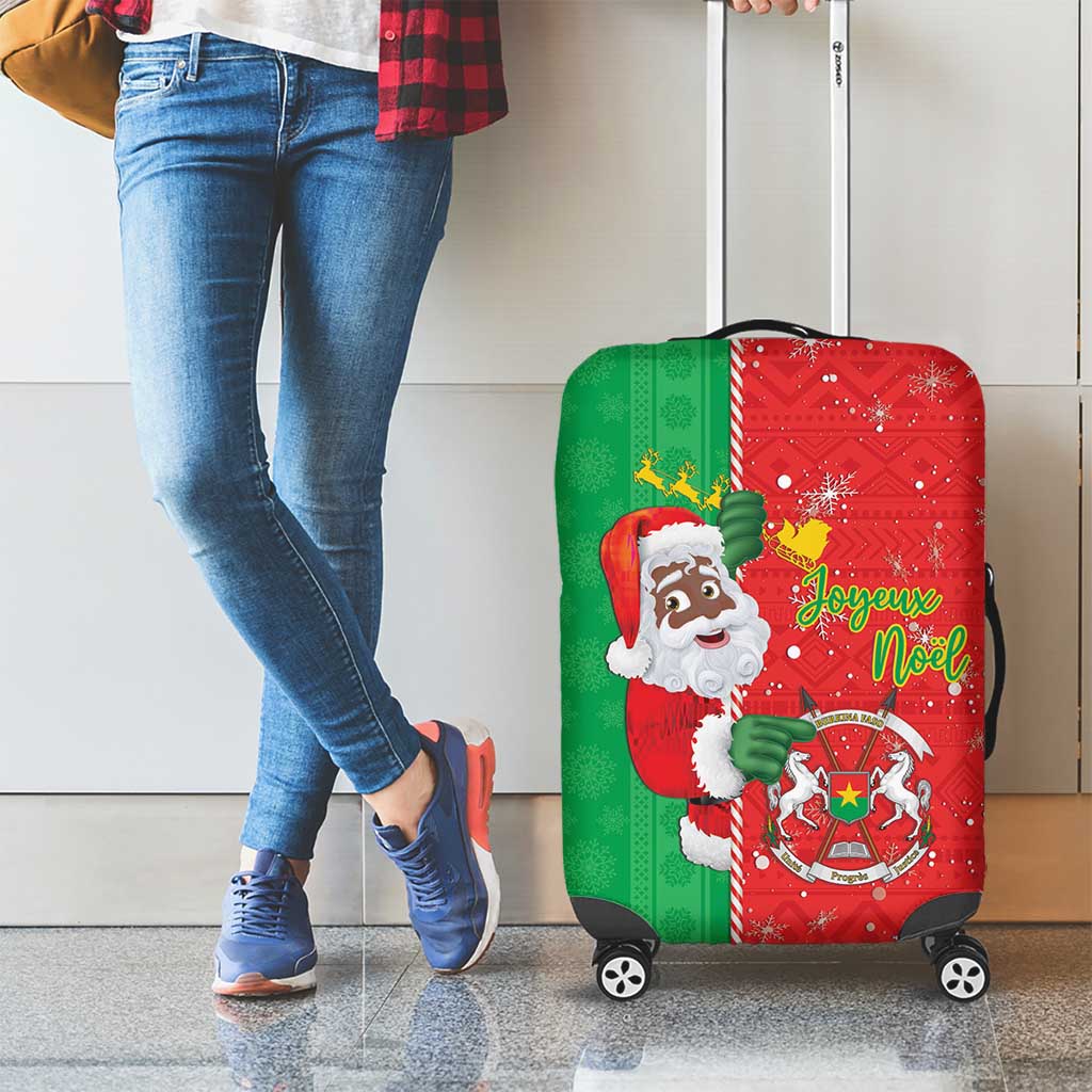 Burkina Faso Christmas Luggage Cover Black Santa Joyeux Noel LT15
